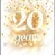 Birthday 20 invitation and greeting card sign over gold confetti thank you card