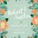 Orange Peony wedding invitation fir branch sakura anemone vector floral template design vector file