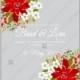 Brightly red Christmas of poinsettia flowers vector wedding invitation card vector invitation
