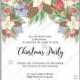 Winter holiday floral vector invitation background wreath of white poinsettia fir branches pine cone mistletoe whortleberry invitation download