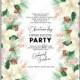 Merry Christmas Party Invitation wreath white poinsettia fir red briar berry wording text printable template custom invitation