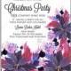 Dark violet Poinsettia and berry winter wreath vector Merry Christmas Party Invitation winter