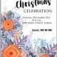 Winter Holiday Party Invitation Floral Fir Peach rose vector Poster greeting card