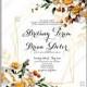White daisy floral wedding invitation vector card template aloha