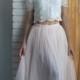 Bridesmaids Tulle Skirt Top set, Long Tulle Skirt, Lace Crop Top, Bridal Party skirts, Floor length skirt, Blush skirt, Bridesmaids outfits