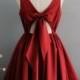 Blood red dress Red Bridesmaid dress Prom dress Christmas dress Wedding Party dress Bridal party Cocktail Formal bow back evening dress