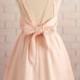 Blush pink Dress Pink Bridesmaid dress Wedding Prom dress Cocktail Party dress Evening dress Backless bow dress
