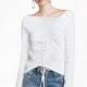 Vogue Simple Ruffle Slimming One-Shoulder Long Sleeves White Summer T-shirt - Bonny YZOZO Boutique Store