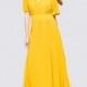 V-neck Trail Dress Fabulous Summer Enchanting Short Sleeves Yellow Dress - Bonny YZOZO Boutique Store