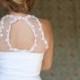 Audrey - Short  Keyhole back wedding dress / Polkadots tulle tea length wedding dress
