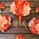 Orange Wedding Set, 6 piece Wedding Set, Bridesmaid Bouquet Orange, Orange Wedding Bouquet, Wedding Bouquet Set Orange, Coral, Orange, Peach