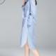 Oversized Vogue Split Front 9/10 Sleeves Stripped Blouse Dress - Bonny YZOZO Boutique Store