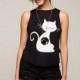 2017 summer dress new fashion cartoon kitten print slim round neck sleeveless t-shirt woman - Bonny YZOZO Boutique Store