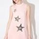 Sweet College style diamond stars embroidered sequin half Turtleneck sleeveless slim dress - Bonny YZOZO Boutique Store