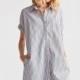 Vogue Simple Horizontal Stripped Summer Casual Short Sleeves Blouse Dress - Bonny YZOZO Boutique Store