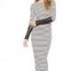 Vogue Split Split Front Slimming Jersey Stripped Dress - Bonny YZOZO Boutique Store