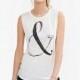 Printed Scoop Neck Sleeveless Alphabet White Summer Edgy T-shirt - Bonny YZOZO Boutique Store