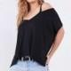Oversized Vogue Simple Off-the-Shoulder One Color Summer Short Sleeves Strappy Top T-shirt - Bonny YZOZO Boutique Store