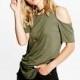 Must-have Oversized Vogue Simple Off-the-Shoulder Arm Green Summer Casual T-shirt - Bonny YZOZO Boutique Store