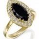 Black Diamond Engagement Ring In 14k White Gold 2.00 Marquise Shape Diamond And White Diamonds, Antique Engagement Ring, Rings For Women