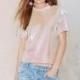 Must-have Oversized Vogue Scoop Neck Sequined One Color Summer Edgy Short Sleeves Basic Top T-shirt - Bonny YZOZO Boutique Store