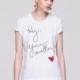 Hey You simple leisure Matter heart-shaped letters printed slim short sleeve t-shirt woman - Bonny YZOZO Boutique Store