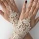 Champagne Bridal Glove Wedding Gloves, lace gloves, Ivory bride glove bridal gloves lace gloves fingerless Unique glove