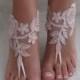 Blush barefoot sandals, Lace barefoot sandals, Wedding anklet, Beach wedding barefoot sandals, Bridal sandals, Bridesmaid gift, Beach Shoes