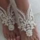 EXPRESS SHIP Beach Wedding Barefoot Sandals ivory lace barefoot sandals beach shoes Bride Shoe Bridal Accessories Bridal beach shoes