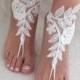 EXPRESS SHIPPING Beach Wedding Barefoot Sandals white lace beach shoes Bridesmaids Gift Bridal foot Jewelry Wedding Shoes Bridal Accessories
