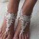 Ivory lace barefoot sandals Beach wedding barefoot Romantic lace sandals Beach wedding barefoot sandals Bellydance Beach Pool Bridal Anklet