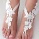 Ivory Beach Weddings Barefoot Sandals lace beac shoes Bridesmaids Gift Bridal Jewelry Wedding Shoes Bangle Bridal Accessories Bridal Anklets