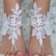 white lace barefoot sandals wedding barefoot Flexible wrist lace sandals Beach wedding barefoot sandals beach Wedding sandals Bridal Sandal