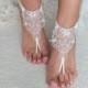 Lace SANDALS ivory Beach wedding barefoot sandals wedding shoes prom party lace barefoot sandals bangle beach anklets bride bridesmaid gift