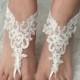 White or ivory Beach wedding barefoot sandals wedding shoes prom party lace barefoot sandals bangle beach anklets bride bridesmaid gift