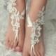 EXPRESS SHIP Beach Wedding Barefoot Sandals ivory silver lace barefoot sandals beach shoes Bridesmaid Gift Bridal Accessories Bridal Anklets