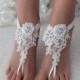 Beach Wedding Barefoot Sandals ivory lace beach shoes Bridesmaids Gift Bridal Jewelry Wedding Shoes Bangle Bridal Accessories Bridal Anklets