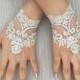 Ivory Silver Frame Wedding Gloves, Bridal Gloves, lace gloves, Handmade gloves, bride glove bridal gloves lace gloves fingerless gloves