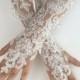Ivory Wedding Gloves, Long Ivory lace gloves, Handmade gloves, Ivory bride glove bridal gloves lace gloves fingerless gloves
