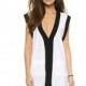 New black and white mosaic color skirt deep v neck sleeveless Turtleneck dresses, sexy women - Bonny YZOZO Boutique Store