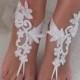 white or ivory lace barefoot sandals wedding barefoot Flexible wrist lace sandals Beach wedding barefoot sandals Wedding sandals Bridal Gift