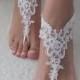 White or ivory Beach wedding barefoot sandals wedding shoes prom party lace barefoot sandals bangle beach anklets bride bridesmaid gift