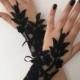Black lace glove french lace bridal gloves, fingerless gloves black glove burlesque glove guantes steampunk glove goth wedding