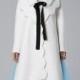 2017 spring new bow petal collar long sleeves side slit white woolen coat jacket women - Bonny YZOZO Boutique Store