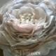 Large fabric flower in white blush gray, Bridal sash, Wedding cake topper, Wedding flower pin, Bridesmaids flower pin