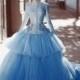 Vintage Brautkleider Frabig Blau Hochzeitskleider Spitz Mit Ärmel Modellnummer: XY274