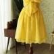 Bridesmaid Dress Yellow Lace Dress broderie anglaise Dress Back Bow Backless Lace Straps Yellow School Dance Dress Summer Dress A Line Slip