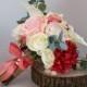 Ivory Coral Fuschia Pink Wedding Bouquet Charm Alternative