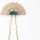 Art deco hair comb emerald bridal pin crystal brass filigree vintage 1920's style elegant jewel rhinestone wedding hair accessory amethyst