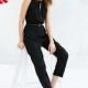 Casual Sexy Hollow Out Slimming Sleeveless High Waisted Chiffon Black Sleeveless Top Jumpsuit Long Trouser - Bonny YZOZO Boutique Store